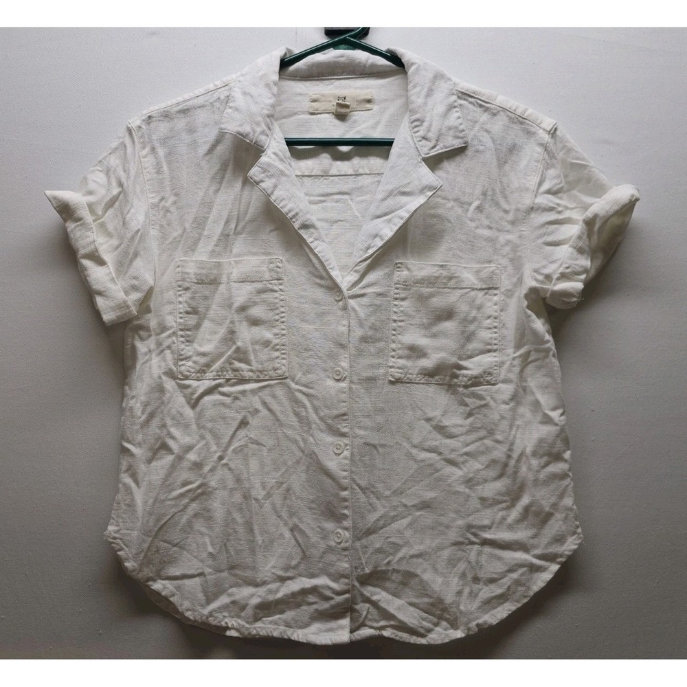 Thread & Supply White Linen Blend Button Down S Minimalist Resortwear Coastal